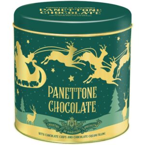 METAL TIN LUXURY EDITION 750g - PANETTONE CIOCCOLATO GOLDEN REINDEER EMBOSSED