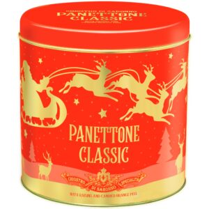 METAL TIN LUXURY EDITION 1000g. - PANETTONE  CLASSICO GOLDEN REINDEER EMBOSSED